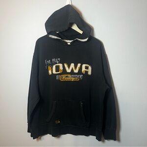Iowa Hawkeyes Hoodie Men’s XL Black Pullover NCAA Sweatshirt J. America Vintage